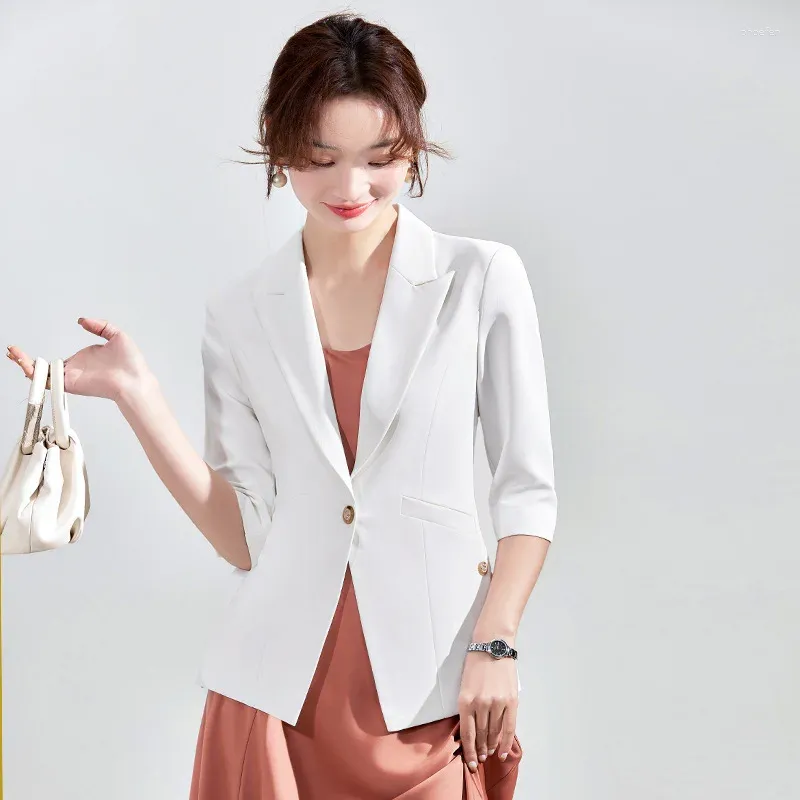 Garnitury damskie wiosna letnia moda styl mody kobiet kurtki biznesowe płaszcza pół rękawów biuro biuro