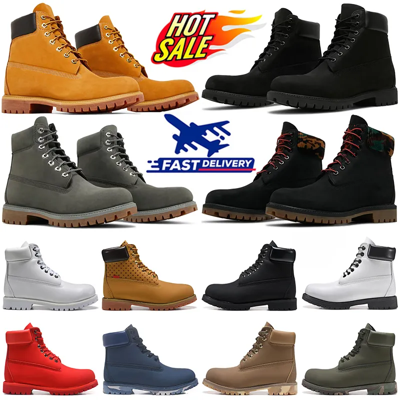 designer houten laarzen heren damesschoenen martin bottes laarsjes luxe enkellaars cowboy Geel Tarwe Zwart Rood Wit Heren Dames Buitensporten Platform Sneakers