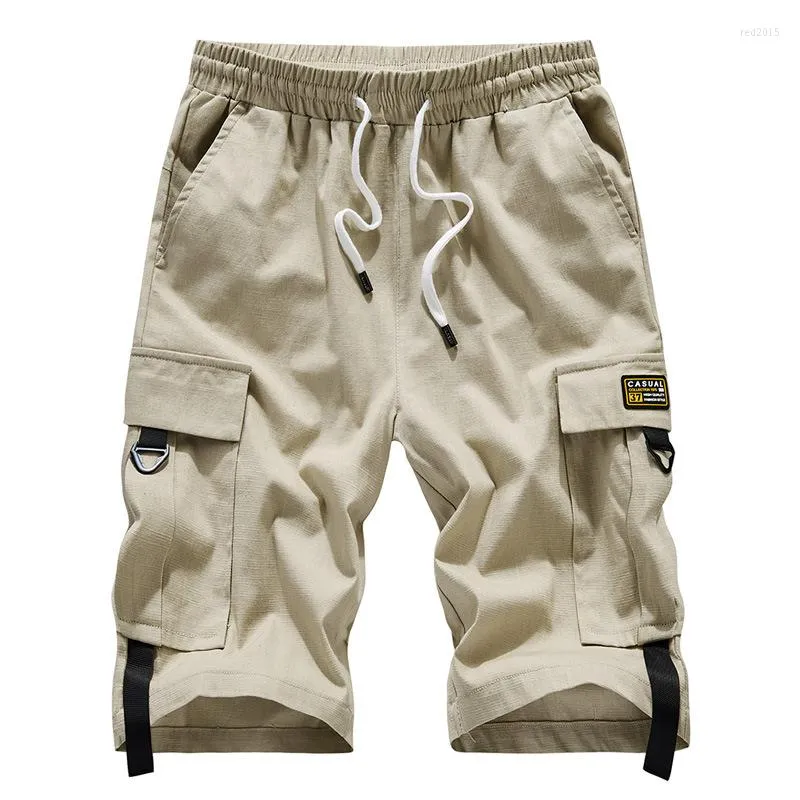 Mäns shorts Herrens stora streetwear 2023 Summer Bomull Sidor Byxor Manlig elastisk midja Casual last knä längd