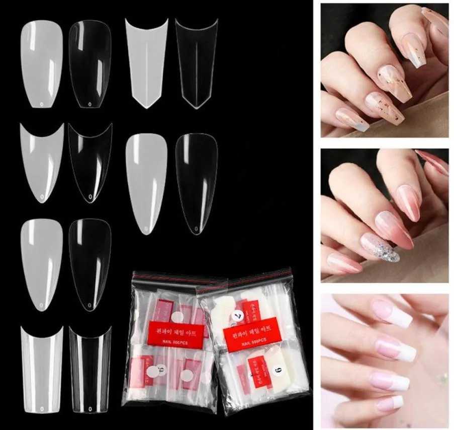 500 pçs profissional acrílico falso unha arte ballet francês apontou unhas falsas display abs dicas diy ferramentas de salão h073262e1214558