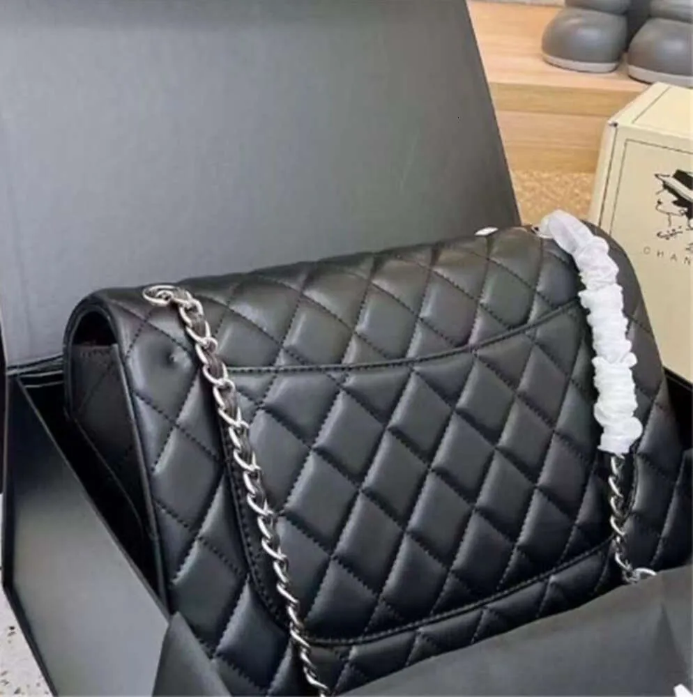 10A Top Tier Quality Jumbo Double Flap Bag Luxury Designer Real Leather Caviar Lambskin Classic All Black Purse Quilted Handbag Shoulde Festival Bags YU7773