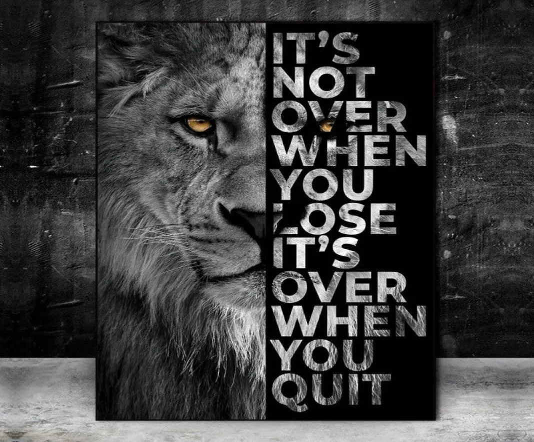 Inspirational Life Quotes On Black White Lion Wall Painting Posters And Prints Canvas Art Picture For Living Room Hallway Decor Pa9862549