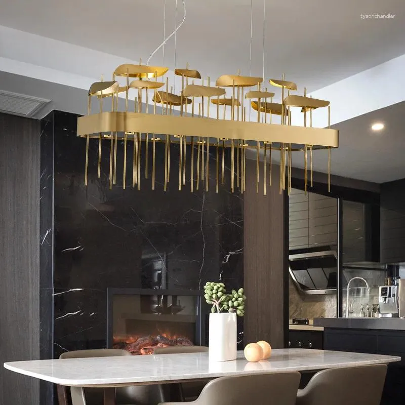 Lampadari Decorazione della casa Salone LED per soggiorno Sala da pranzo Loft Acciaio inossidabile Art Lampade a sospensione dorate Soffitto