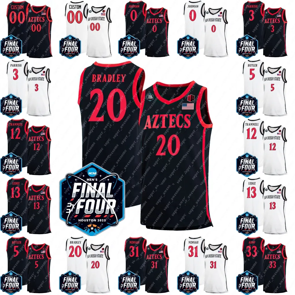 Maillot de basket-ball de l'État de San Diego Matt Bradley Darrion Trammell Lamont Butler Jaedon LeDee Micah Parrish Miles Byrd Reese Waters Elijah Saunders Miles Heide Jay Pal