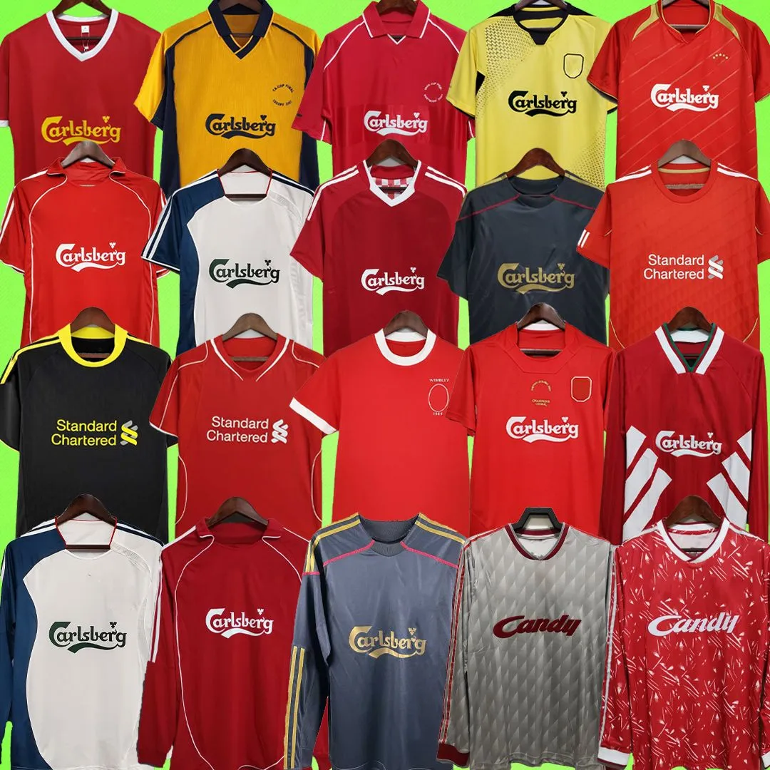 Long Sleeve Retro Soccer Jerseys 1965 2005 2006 2008 2009 2010 2011 Fintage Football قمصان Torres Gerrard Suarez Owen Barnes Kuyt 89 91 93 95 01 02 04 06 06 08 08 09 10 11 12 12