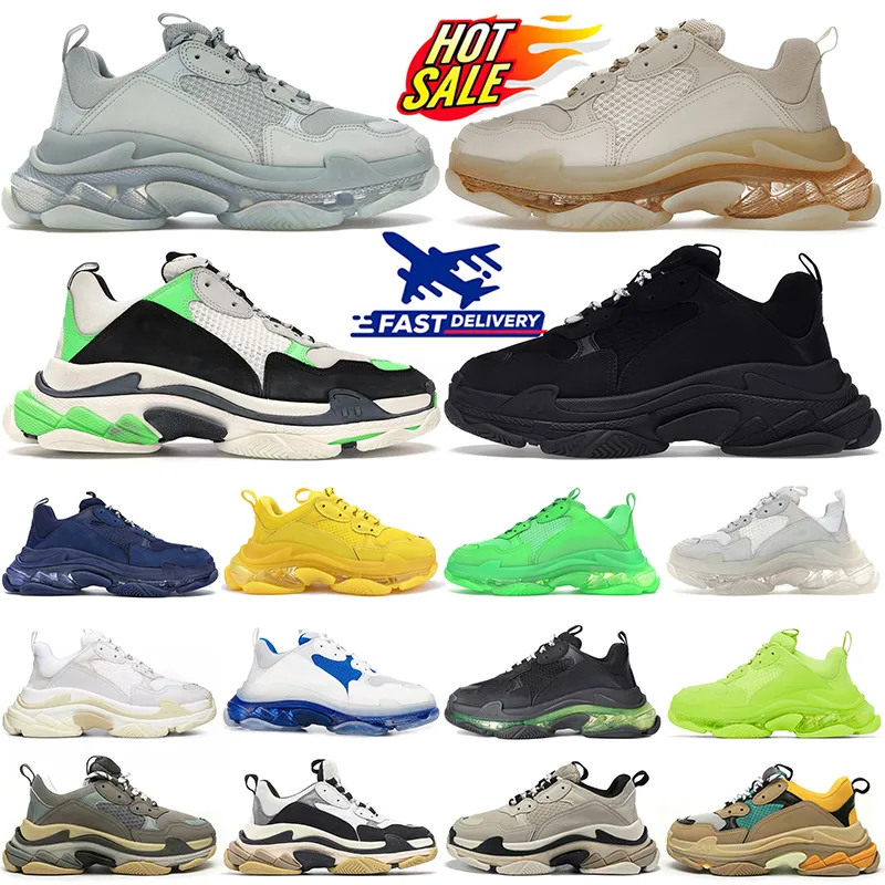 Triple S Sapatos Casuais para Homens Mulheres Designer Sapatilhas Preto Branco Cinza Vermelho Rosa Azul Verde Luz Tan Oreo Plataforma Mens Treinadores Esportes Ao Ar Livre Tênis Corredores Novo