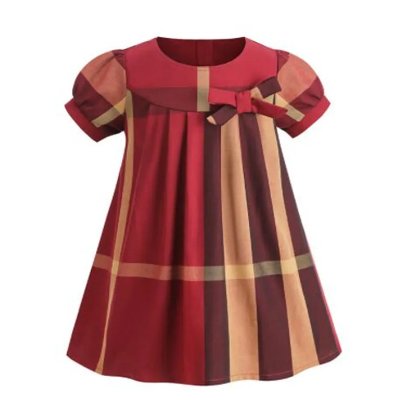 Toddler Girls Knee Length Cotton Dress, Preppy A Line Plaid Skirt With Turn  Down Collar, Short Sleeve Bow Ruffle, Natural Color Kids Designer Dress For  Summer, Casual & Formal Wear From Xingxing2826,