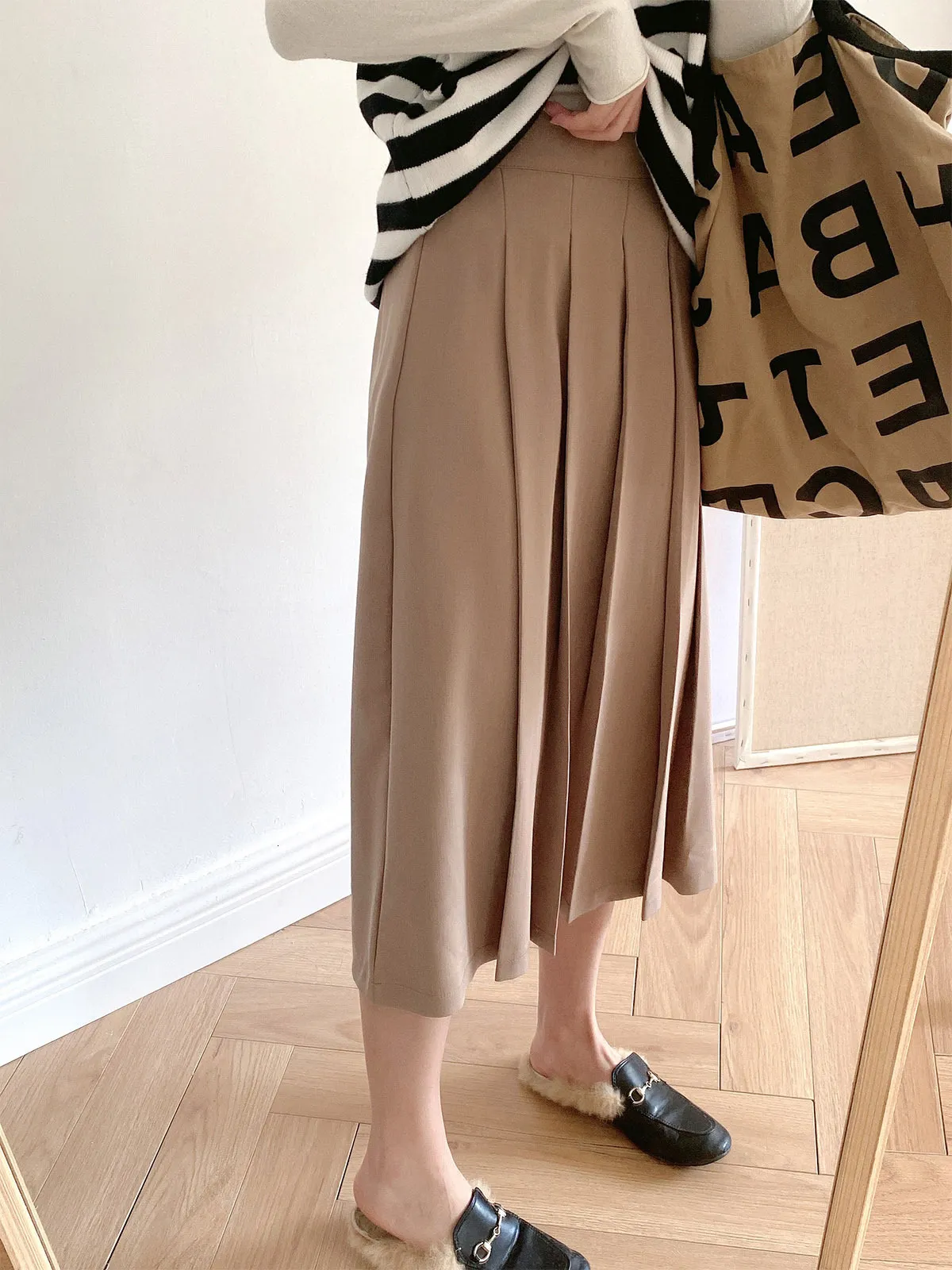 Skirts Li Zhiqi High Waist Mid Length Suit Pleated Women's Autumn Thin Loose Outer Skirt 111710 230403