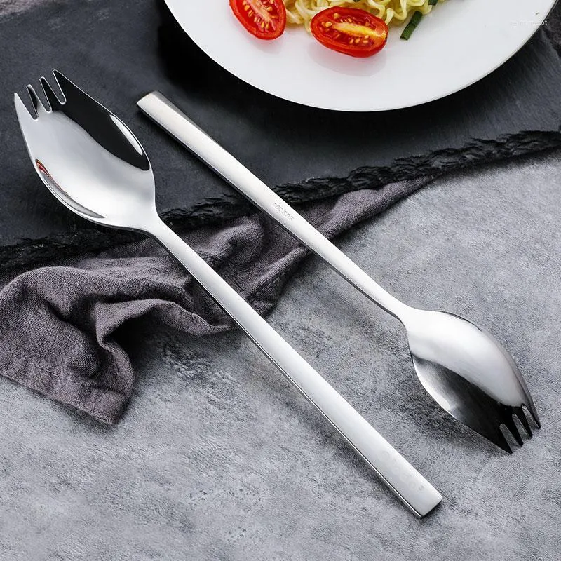 Dijkartikelen Sets Spork Integrated Spoon 304 roestvrij staal schattige salade vork creatief lang handvat servies set