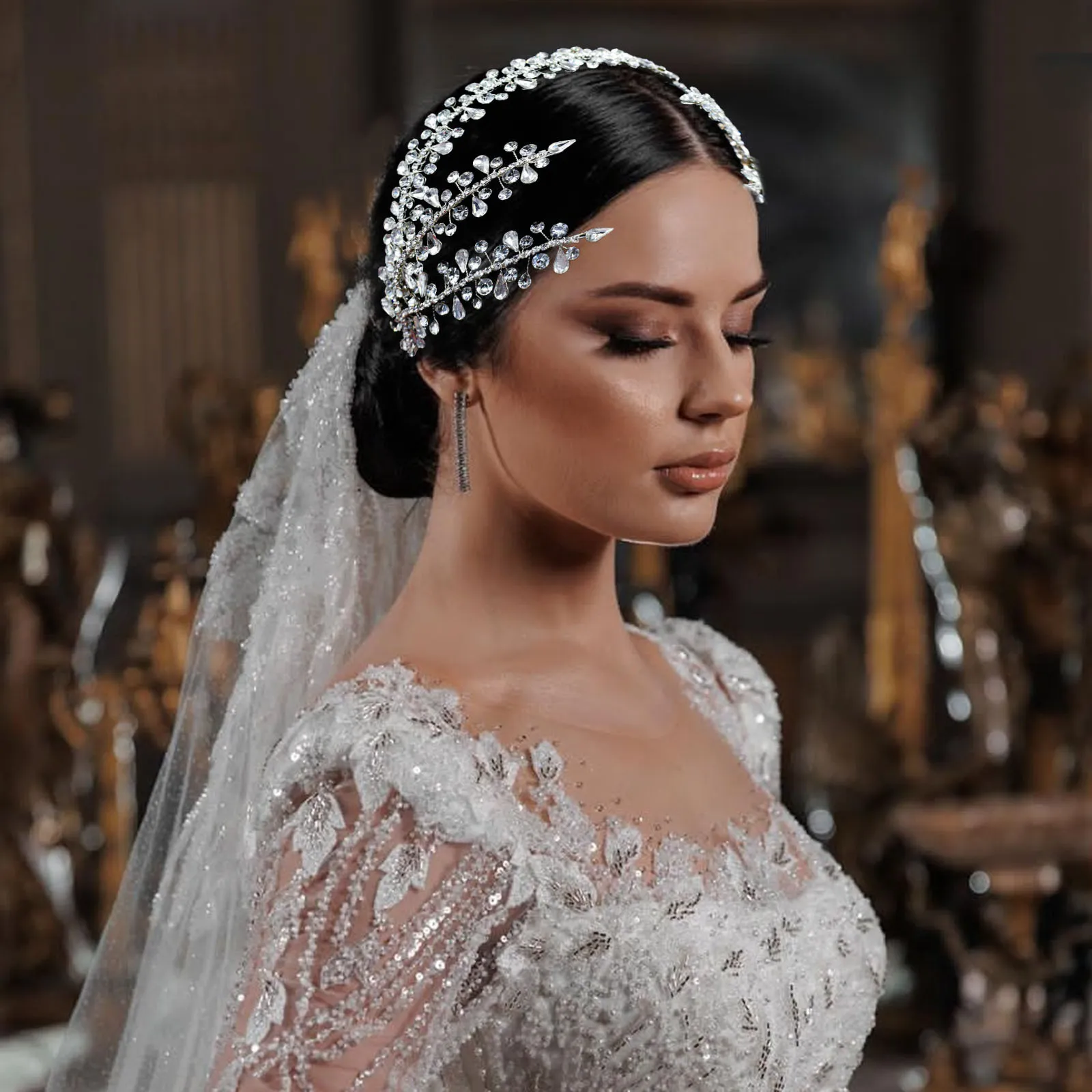FRCOLOR Tiara Sposa Strass e Cristalli Corona Da Matrimonio Copricapo