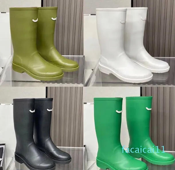 Damen-Designer-Gummi-Regenstiefel, Kniestiefel, lässiger Stil, wasserdicht, Gummistiefel, Luxus-Regenstiefel, Wasserschuhe, Regenschuhe