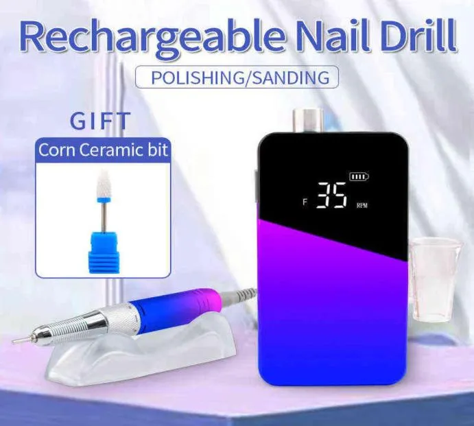 Gradient Color Handpiece 35000rpm Cordless Portable Electric Nail Drill Machine Rechargeable e file Manicure Pedicure 809G2 2112312148574