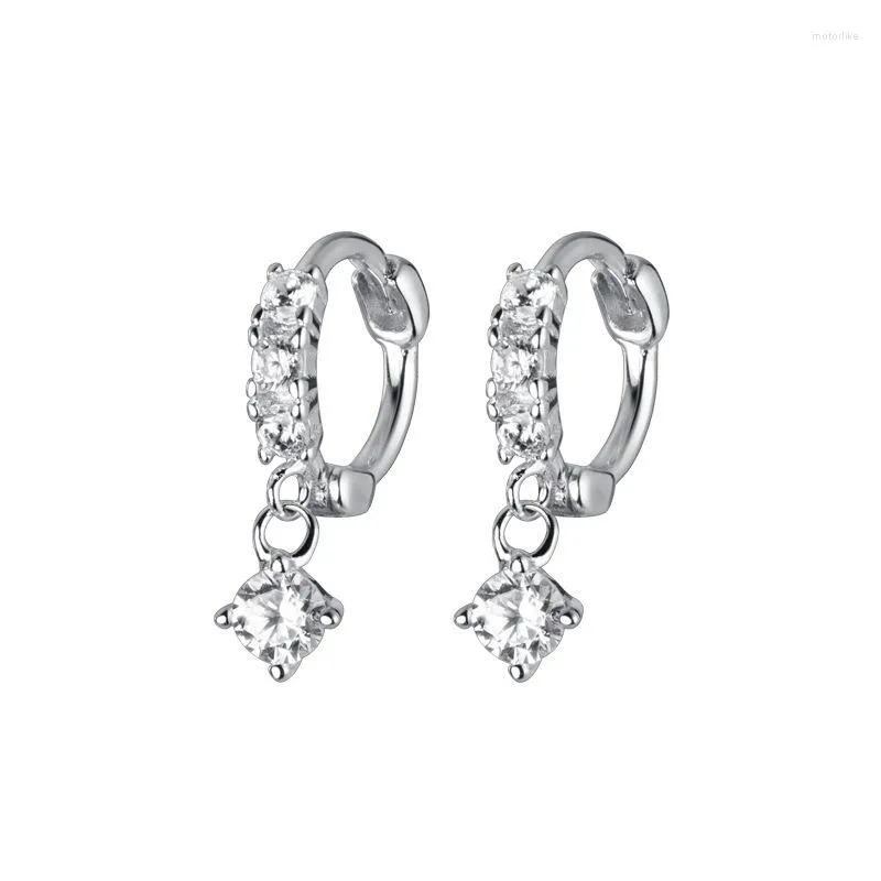 Ohrstecker PANJBJ 925 Sterling Silber Mode Pavé Zirkonia Gothic Prinzessin Hängend Für Frauen Hochzeit Edlen Schmuck