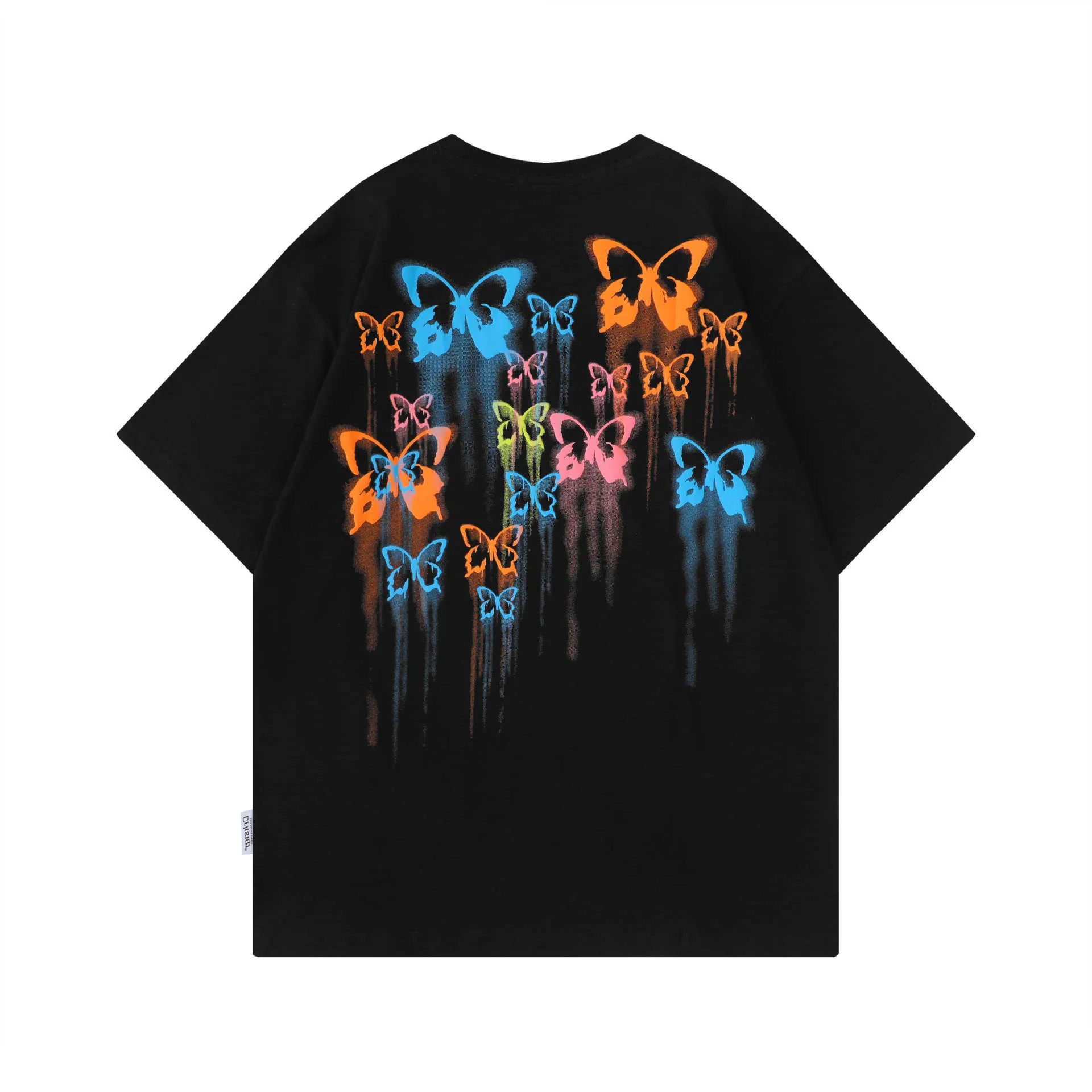 American Graffiti Gradient Butterfly Drukuj T-shirt krótkie rękaw
