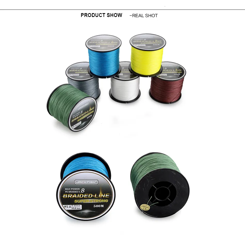 Braid Line JACKFISH 500M 8 Strand Smoother PE Braided Fishing Line