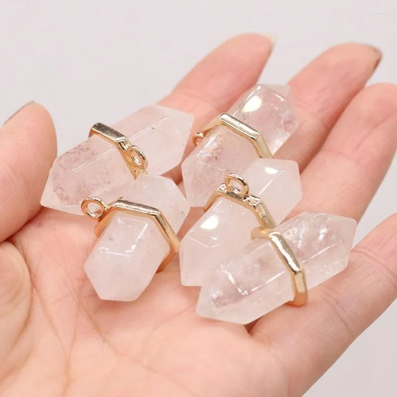 Pendant Necklaces Natural Semi-precious Stone White Crystal Column Charms For Jewelry Making DIY Necklace Accessories 20x35mm Wholesale