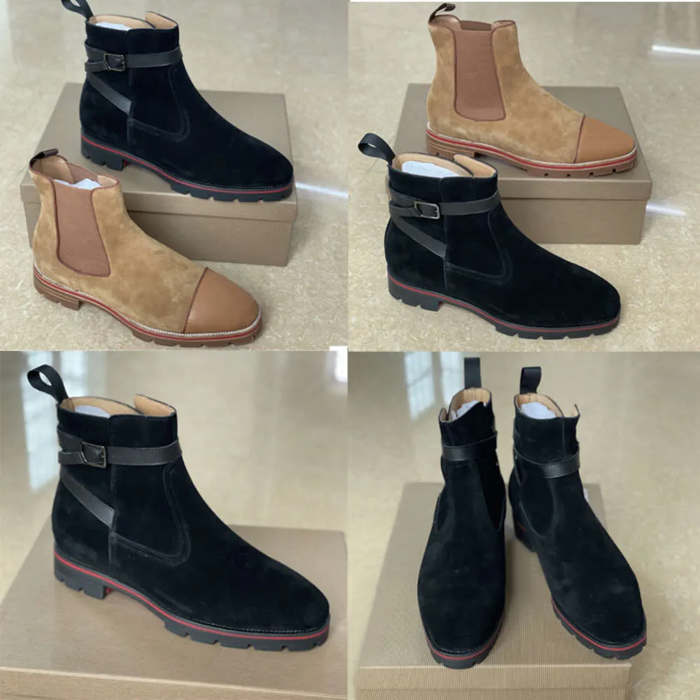 Botas de tornozelo de designer de couro de salto grosso apontou toe para homens bordado festa bota botas de inverno com caixa no491