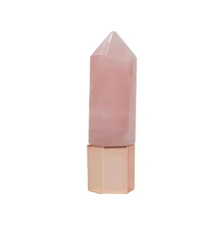 Refillable Perfume Bottle Roller Face Guasha Skin Care Tool Natural Rose Quartz Essential Oil Bottle Hexagon Prism Massage Tools