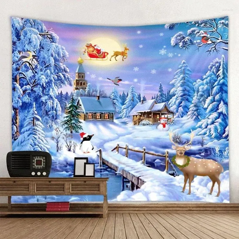 Tapestries Christmas Tapestry Merry Tree Wall Hanging غرفة المعيشة