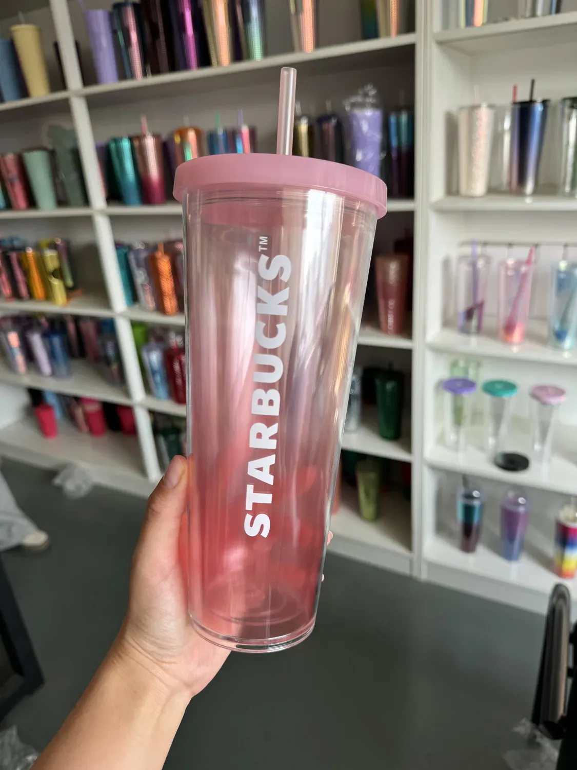New Mermaid Goddess Starbucks 24oz/710ml Double Wall Plastic Tumblers Reusable Clear Drinking Car Mugs Flat Bottom Gradient Colors Water Cups With Lid Straw 1030