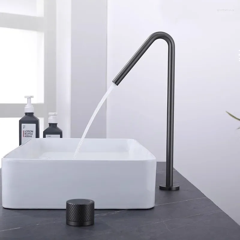 Rubinetti per lavabo bagno Rubinetto per lavabo diffuso Miscelatore freddo a rotazione monocomando in ottone bianco nero