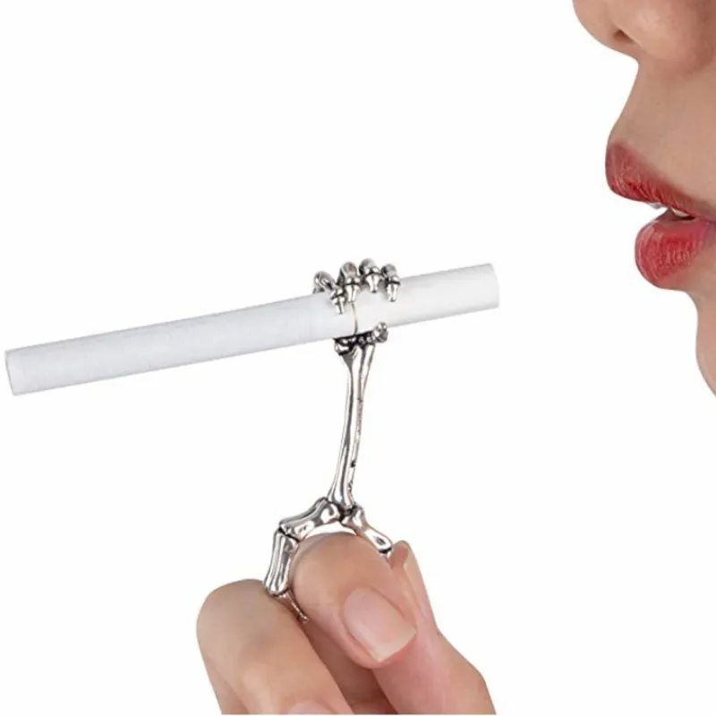 50pcs/lot Smoking Accessories Metal Ring Holder Practical Portable Cigarette Holder Finger Holder Cigarette Holder Clip Skull