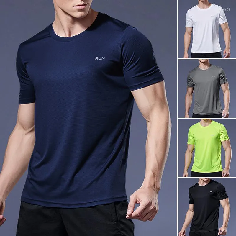 Camisetas masculinas Camisa de manga curta de manga curta Camiseta rápida de camiseta respirável Top Ice Silk Gym Jerseys Man Roupos