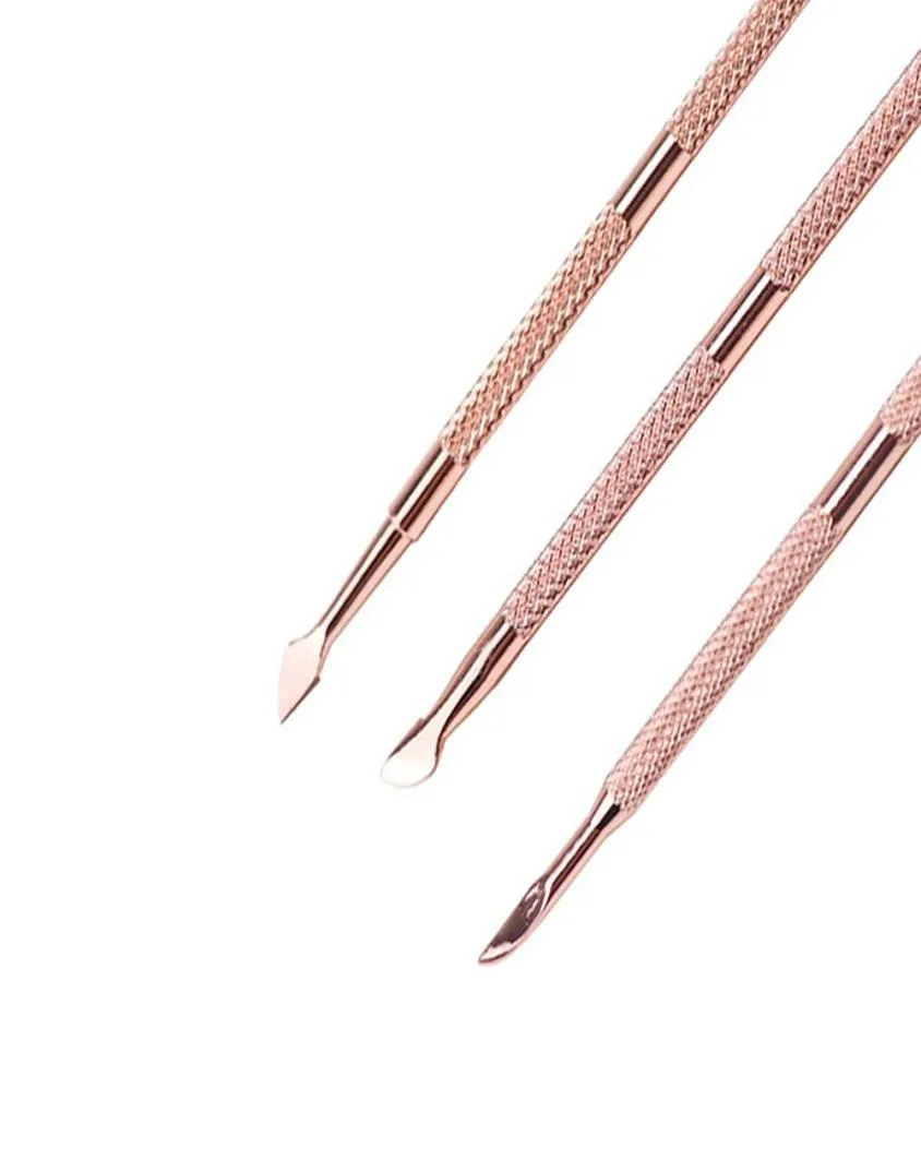 2021 mode Nagelverzorging Cleaner Nail Art Gereedschap Cuticle Pusher Set Manicure Pedicure Tool Rose Goud Roestvrij Staal Finger Dead Sk3404455