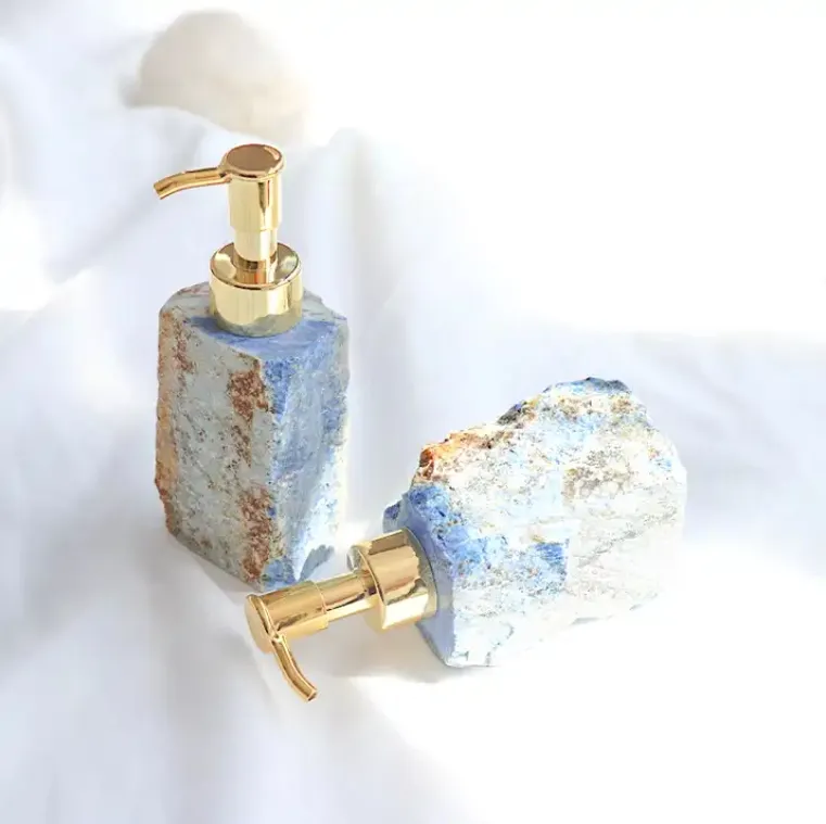 Badkameraccessoire Lapis Lazuli Dispenser Pomp Bodylotion Dispenser Fles Edelsteen Genezing Kristal Rozenkwarts Ruwe Steen Home Decor's Schoonheidsproducten
