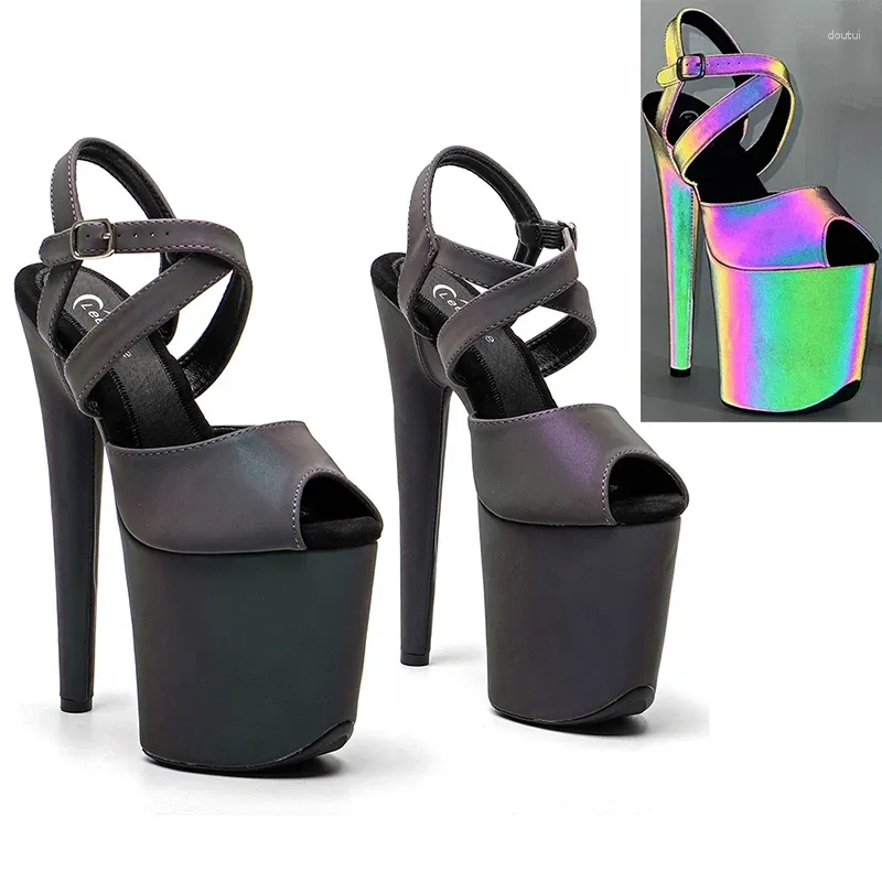 Sandals Leecabe 8Inch/20cm Night Light Holographic Reflective Platform Party High Heels Shoes Pole Dancing