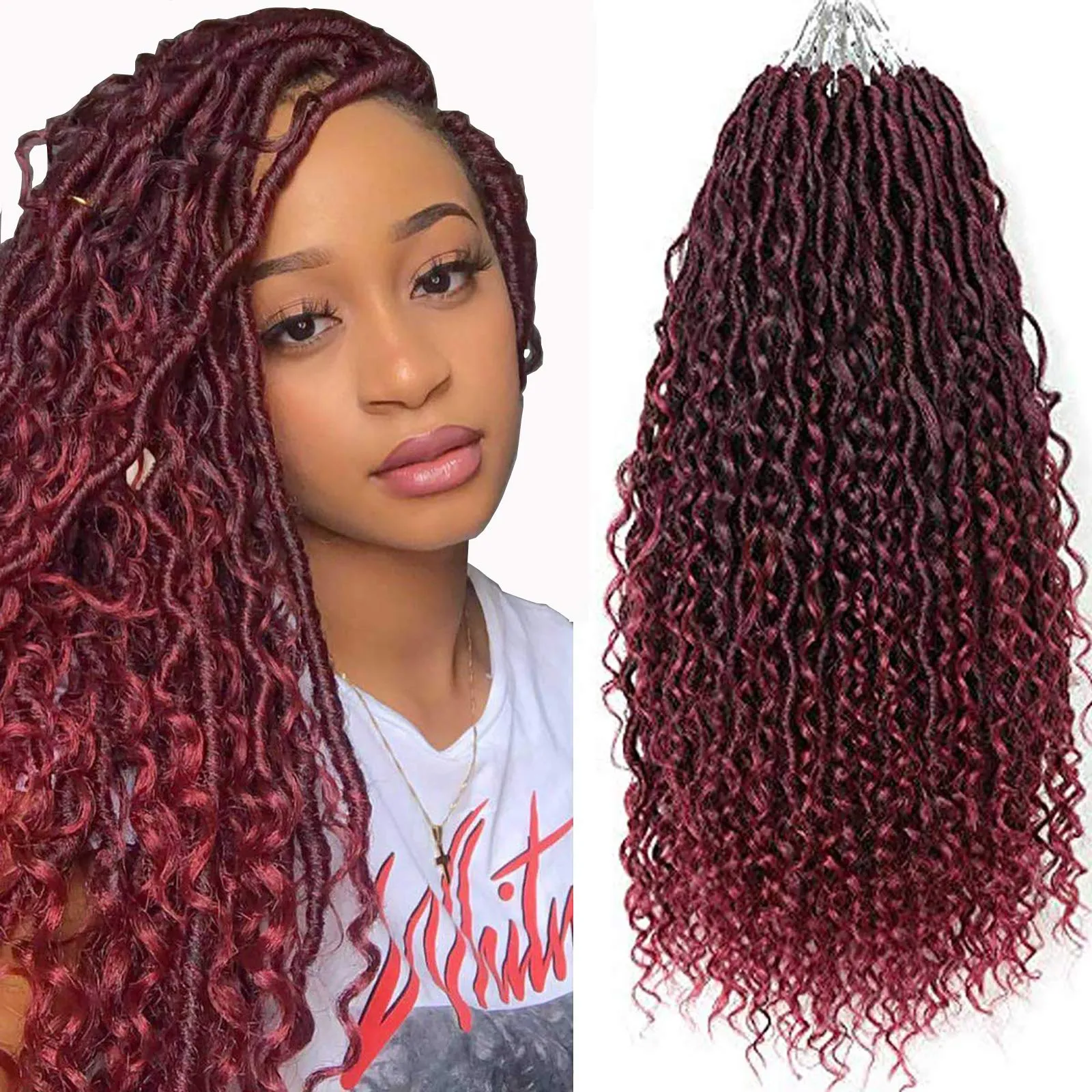 Synthetic Pre Looped River Locs Crochet Braid Hair 18 Zoll Bohemian Goddess Faux Locs Braids