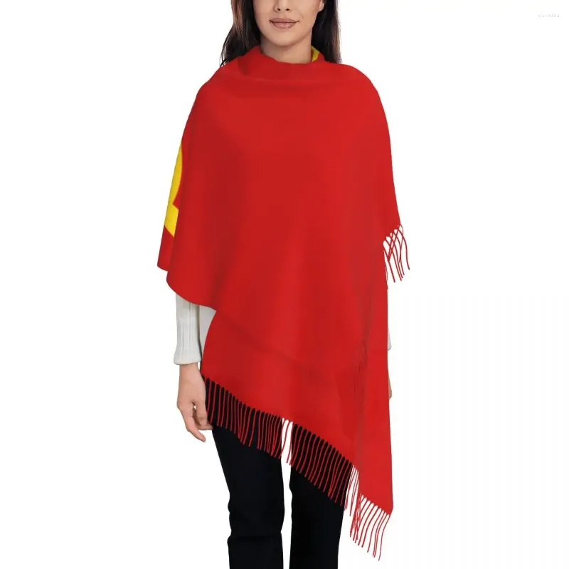 Foulards URSS Marteau et faucille Drapeau soviétique russe Écharpe Wrap Femmes Long Hiver Automne Chaud Gland Châle Unisexe