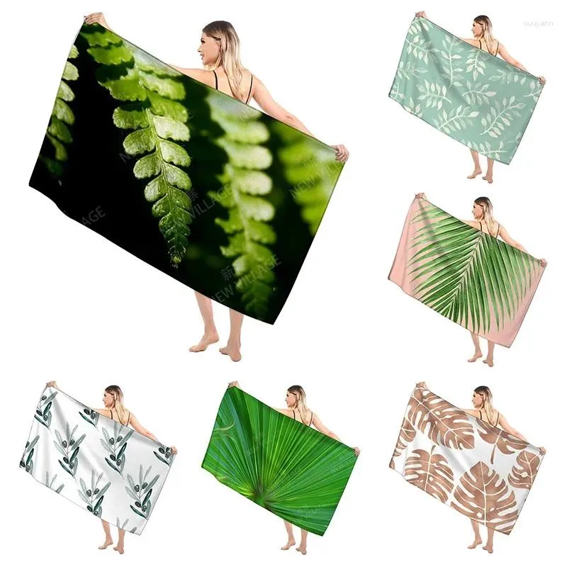 Serviette de bain en microfibre pour adultes, grande serviette de plage, salle de sport, douche pour femmes, séchage rapide, plante Simple