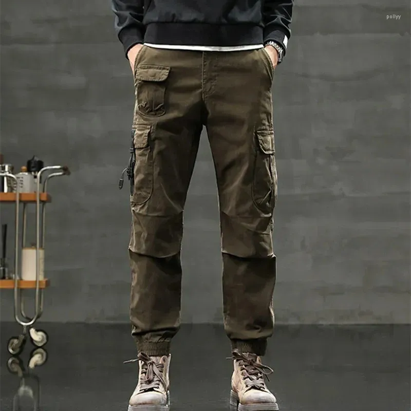 Pantaloni da uomo 6 tasche Denim Cargo Uomo Jogger Tattico Militare Casual Abbigliamento da uomo 2024 Primavera