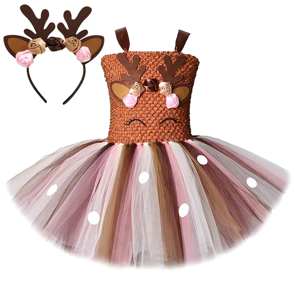 Cosplay Costume De Cerf De Noël Pour Bébé Filles Tutu Robe Renne Enfants Animal Anniversaire Tenue Enfants Halloween Costumes Fille Vêtements 230403