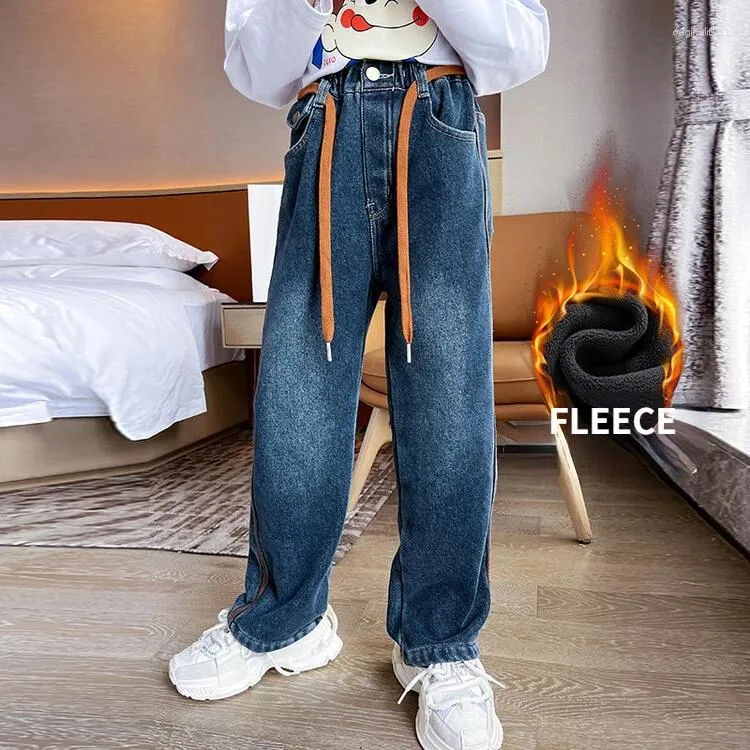 Winter Fleece Wide Leg Jeans For Teen Girls Thick, Warm, And Wide