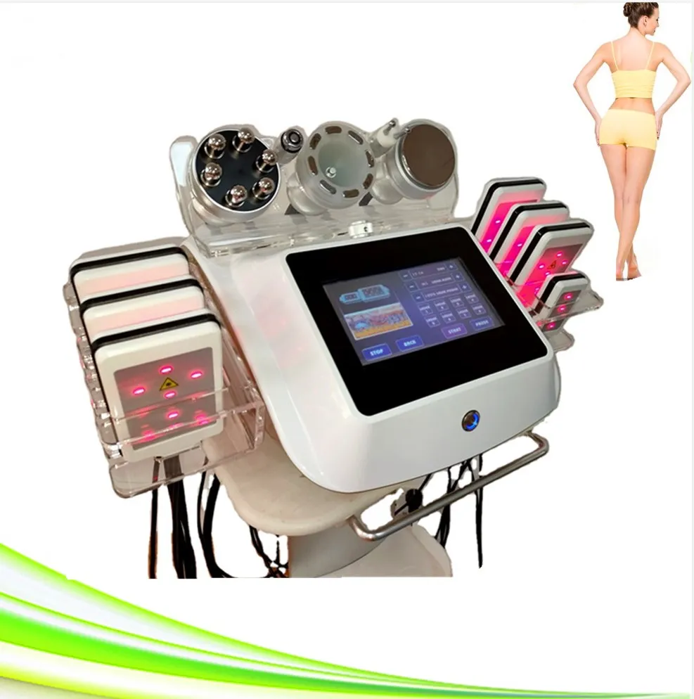 RF Cavitation Lipo Laser Slimming Vacuum Cavitation System Portable 6 en 1 Blanc Far Massage Far Anti-Aging rinking Retirez la radiofréquence Kavitation