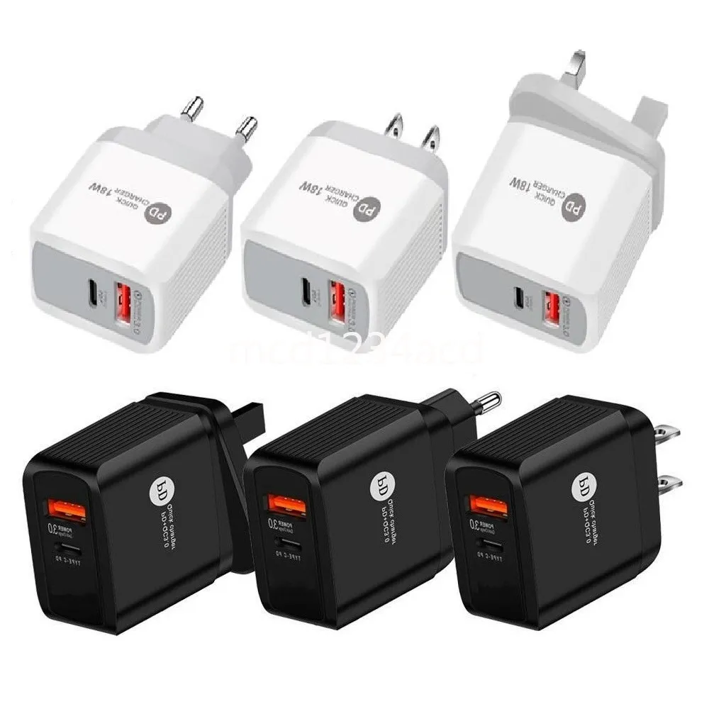 18W PD USB-C QC3.0 type c Charger Fast Charging wall chargers EU UK US Plug for iPhone 13 12 14 15 Xiaomi Samsung M1