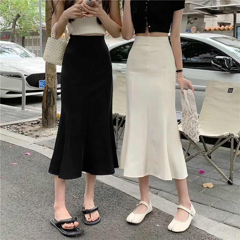 Skirts Ultrathin High Waist Wrapped Hip Black Fishtail Skirt Women's Long Korean Office Elegant Women's Faldas Mujer Moda Autumn Mermaid 230403