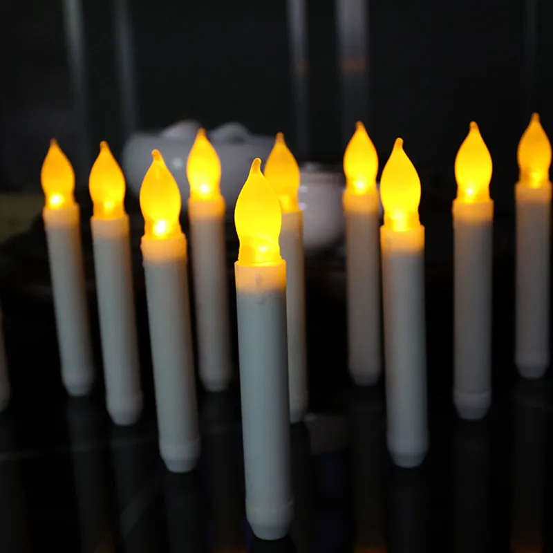 Candele Coniche LED Con Telecomando E Timer - 3 Pezzi 24 Cm, Fiamma Tremolante 3D, Avorio, Per Matrimoni E Natale - 3