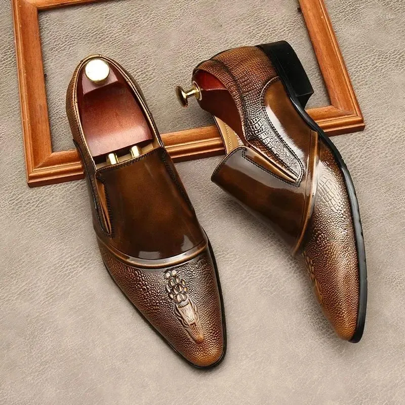 Geklede schoenen Handgemaakte heren formele loafers Echt leer Zwart Blauw Heren Elegante instapper Klassieke bruiloft Oxford