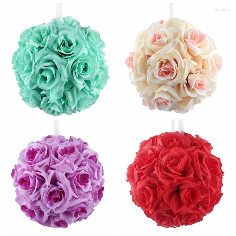 Fleurs décoratives 6 ", Pomander en soie pour mariage, boule de baiser, ornement de fleurs artificielles pour décoration de jardin et de marché