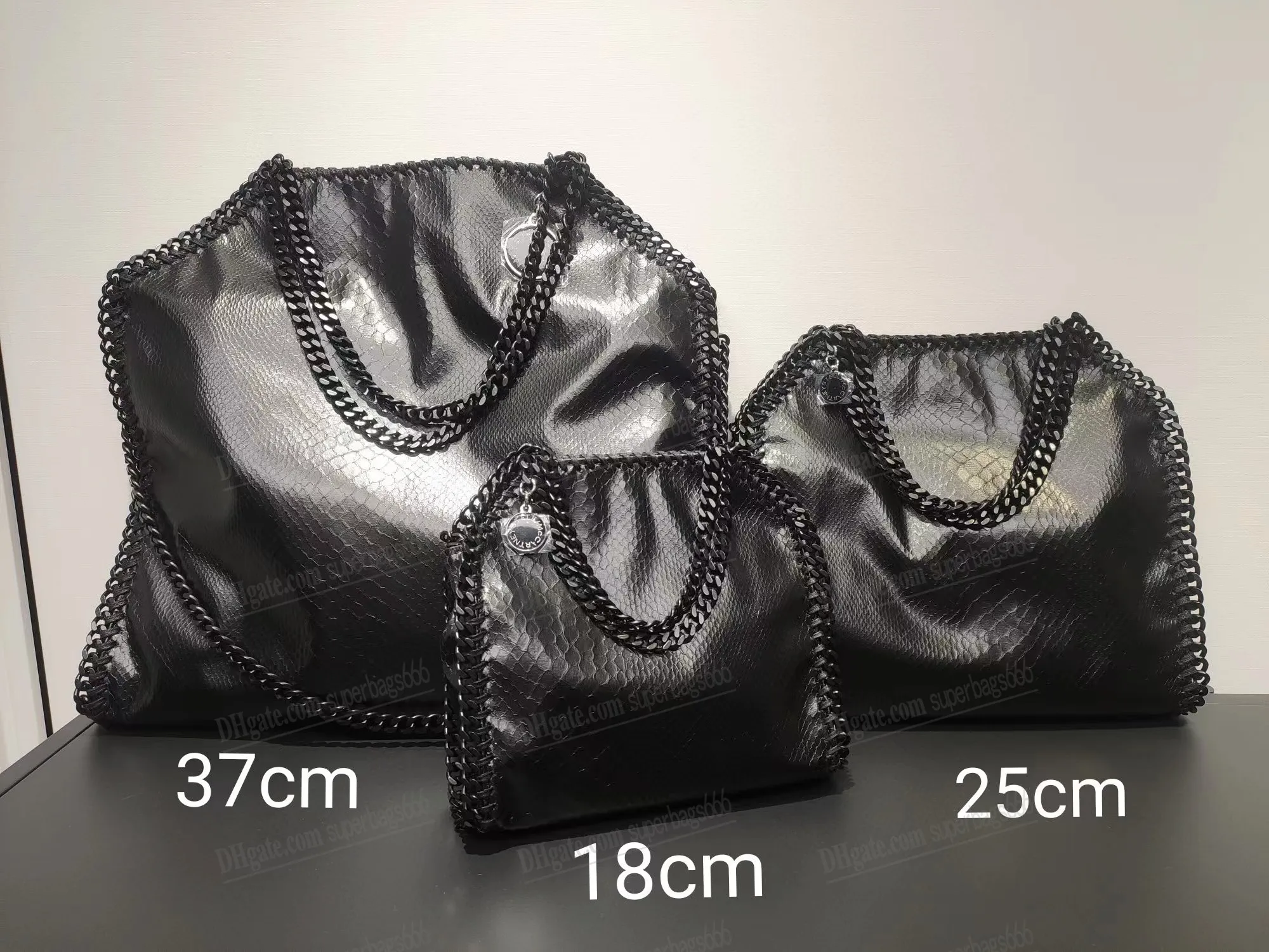 Omuz çantaları Yeni Stella McCartney Falabella Büyük Tote Çanta Kadın Siyah Lüks Tasarımcı Alışveriş Zinciri Cüzdan Eşekçi Deri Omuz Kalitesi Cüzdan Crossbody