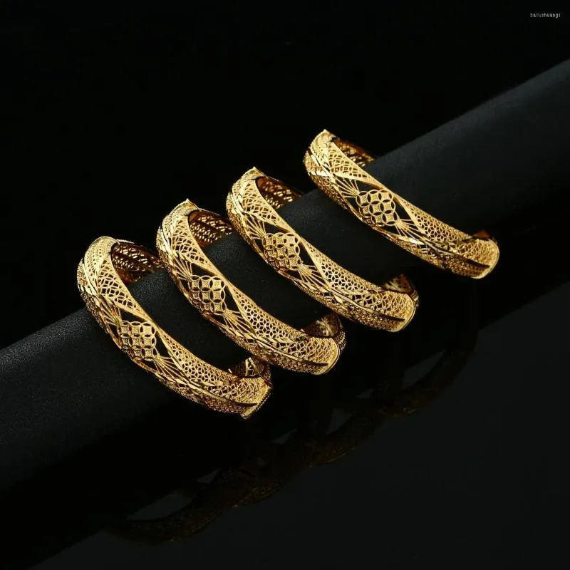 Bangle 24k 4pcs/Lot ithiopian Africa Fashion Gold Color Bareles for Women African Bride Bride Bracelet Gifts Jewelry Jewts