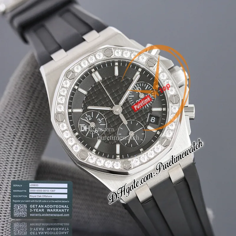 DHgate Men Audemar Pigue Watch Apf Factory 37mm 26231OR ETA A7750 Chronograph Ladies Lady Womens Watches Diamonds Bezel Rose Gold Silver Textured Dial White Rubber Supe Watches