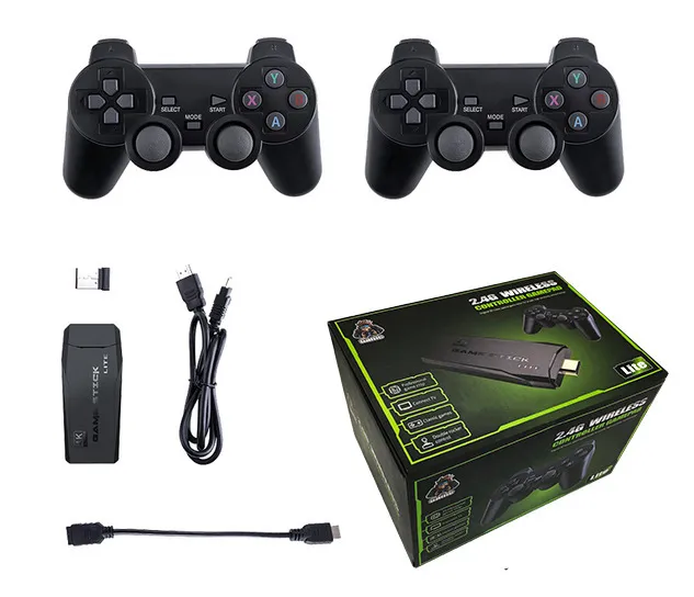 Jogos 4K M8 USB 2.4G Console sem fio Host Nostálgico 32 GB/64 GB 3500/10000 Classic Stick Lite Lite 8 bits Mini Retro Controller