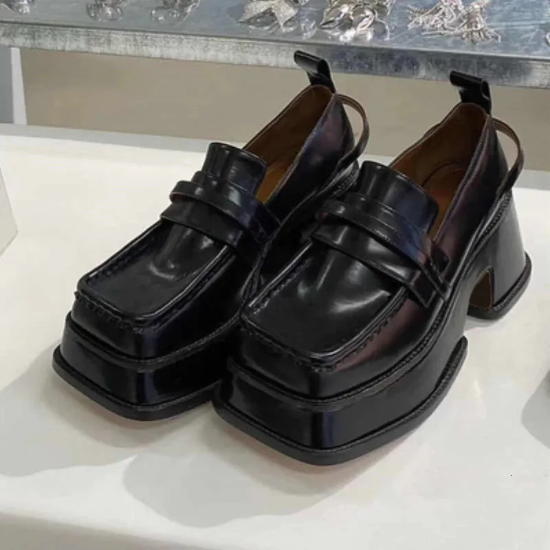 Butów butów butów platforma Mary Janes damskie buty kwadratowy stóp bowiejskich kobiet w stylu retro wielkie palec mokasyny platformowe 230403