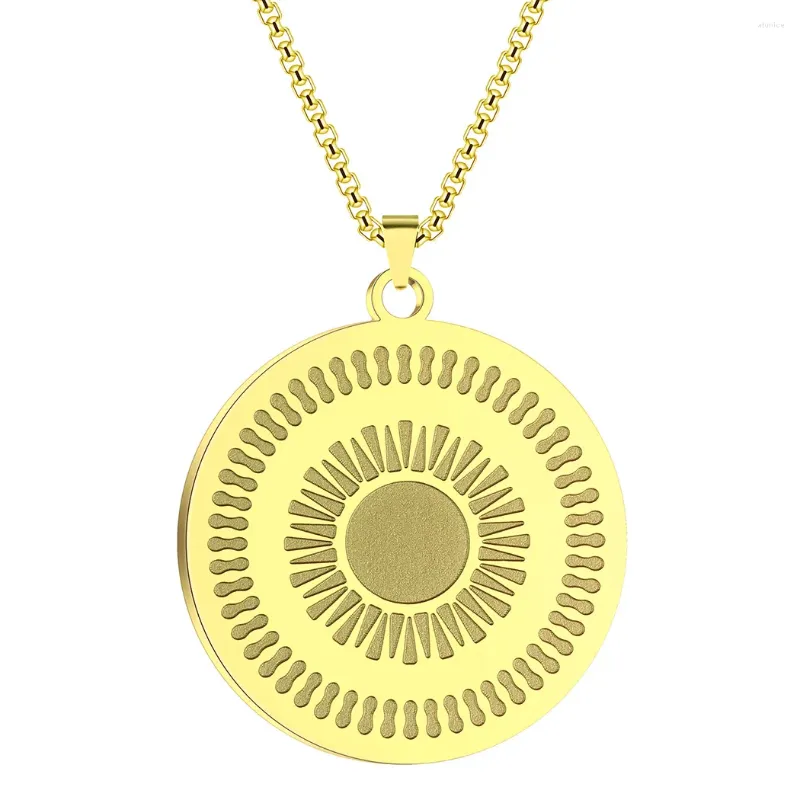 Pendant Necklaces Round Stainless Steel Sunflower Charming Women's Necklace Fashion Hip-hop Punk Jewelry Accessories Party Gift Wholesale