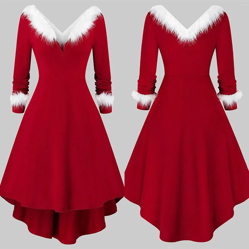 Casual Dresses Santa Claus Cosplay Costume Christmas Festive Sexig Red Adrapless Embroidered Dress Party Vestidos de Verano Mujer 2023