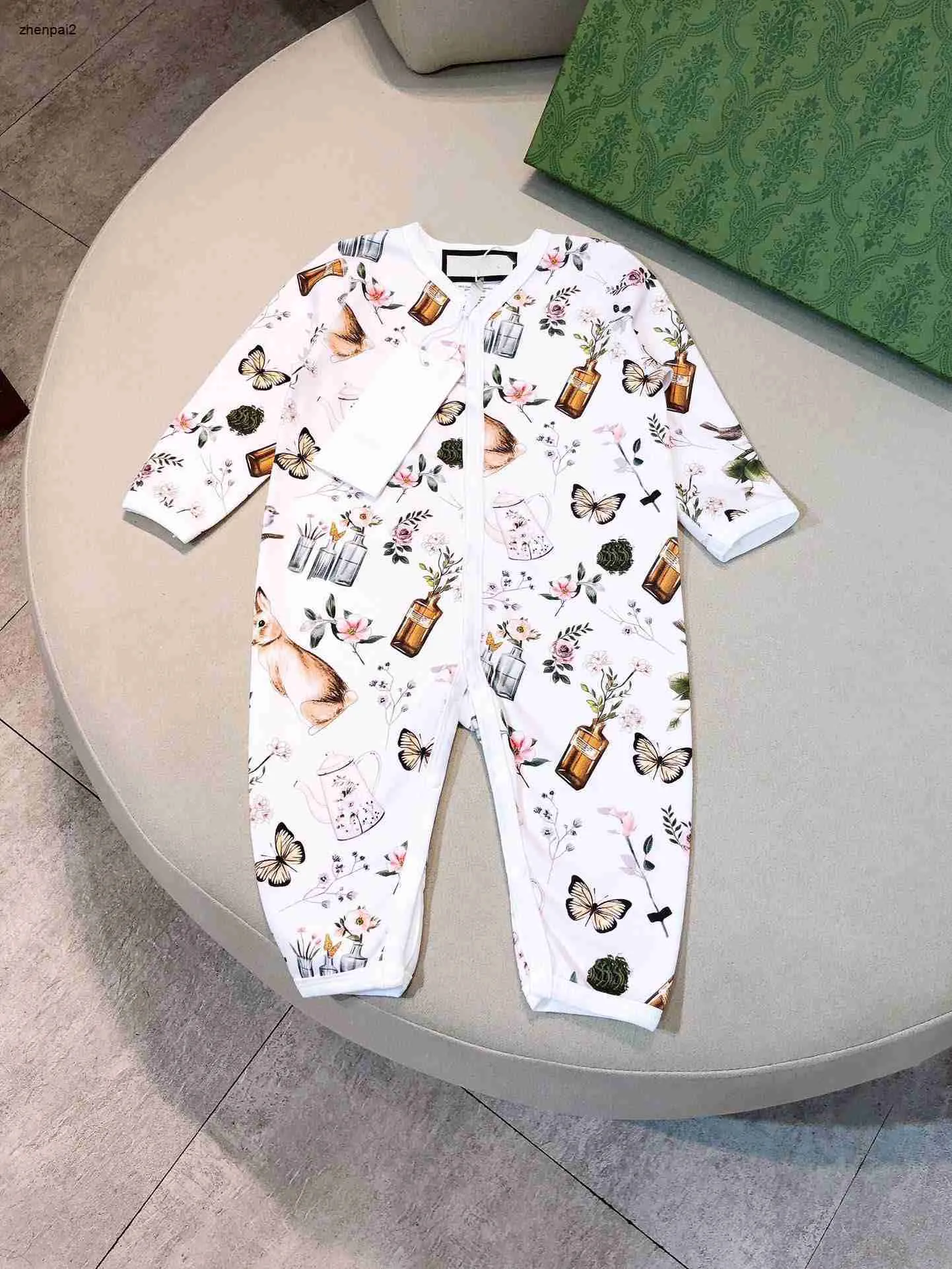 Luxury newborn jumpsuits Long sleeved baby bodysuit Size 66-100 Butterfly pattern printed all over infant crawling suit Nov05